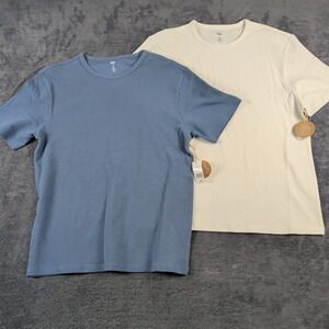 Lot 2 Dip Men's athletic T-Shirt Sz Small Organic Cotton Short Sleeve Blue/White